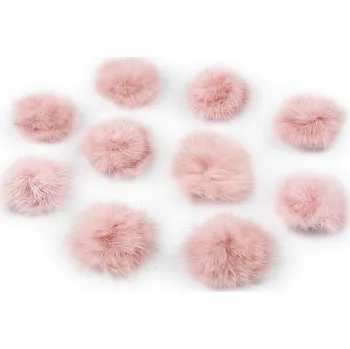 Aplikace kožešinová bambulka Ø3 cm, střední, 4 pudrová