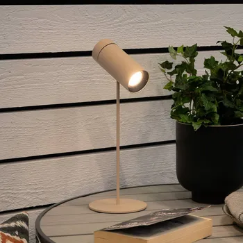 Venkovní osvětlení Konstsmide LED stolní lampa Multi na baterie, písková barva, výška 30 cm, IP54 pískově zbarvený 1 x 1,8 W LED - Doprava zdarma