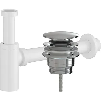 Sifon CERANO - Sifon umyvadlový - DN40/300mm - bílá lesklá s výpustí click-clack - univerzální - plast - chrom