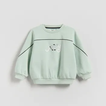 Chlapecká mikina Reserved - Bavlněná mikina - bledá zelená - 680HR-07X - 680HR-07X-80