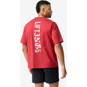 Pánské tričko DOMYOS Pánské tričko na posilování volné S RŮŽOVÁ|ČERVENÁ