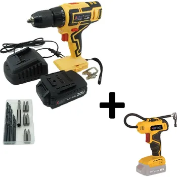 Vrtačka Asist AKU GANG AE2V20A-SAD2 AKU sada - vrtačka + kompresor 20 V, 2,0 Ah