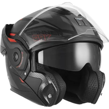 Helma na motorku přilba SPINNER ARK, NOX PREMIUM (černá matná, červená, vel. XS) 2026