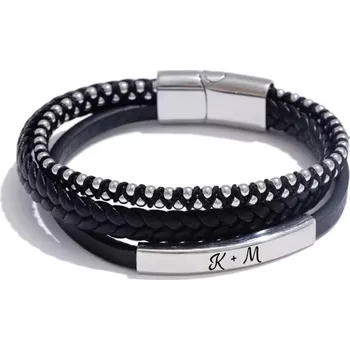 Náramek Unisex náramek z chirurgické oceli Trio Leather Deluxe