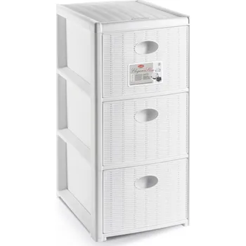 Dílenský regál STEFANPLAST Úložný plastový regál Elegance Slim, 3 zásuvky, bílý