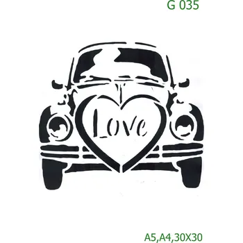 Plastová šablona pro malování - Auta, lodě, letadla, vlaky - Auto (G035) - A5 , Lepící fólie