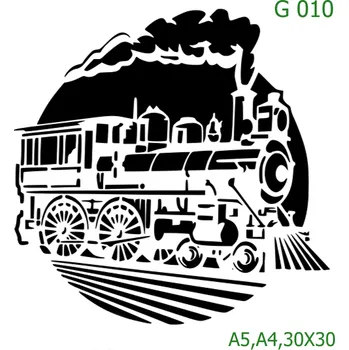 Plastová šablona pro malování - Auta, lodě, letadla, vlaky - Lokomotiva (G010) - A4 , Lepící fólie