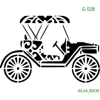 Plastová šablona pro malování - Auta, lodě, letadla, vlaky - Auto (G028) - A5 , Nelepící folie