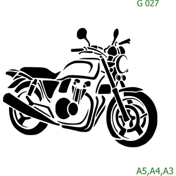 Plastová šablona pro malování - Auta, lodě, letadla, vlaky - Motorka (G027) - A5 , Lepící fólie