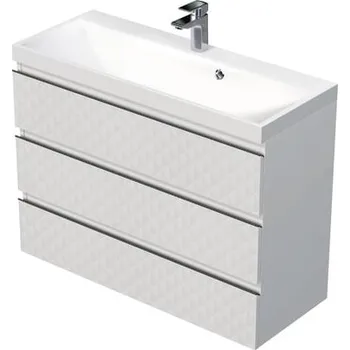 Koupelnový nábytek Koupelnová skříňka s umyvadlem SAT Cube Way 100x71x40 cm bílá mat CUBE3D1003ZB