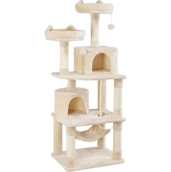 Škrabadlo pro kočky 614939 beige, 158 cm, víceúrovňové, béžové - A YAHEETECH