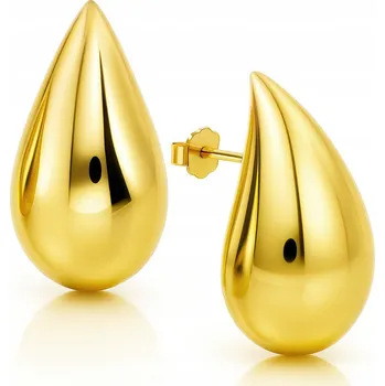 Náušnice Zlaté Náušnice 925 Velké Kapky Slzy Puzety Stříbro Pozlacené