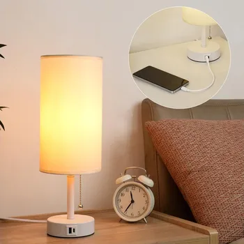Lampička Brilagi - Stolní lampa s USB portem TABLON 1xE27/25W/230V bílá/krémová