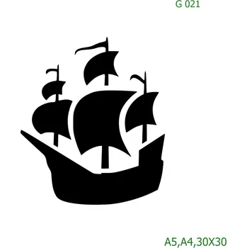 Plastová šablona pro malování - Auta, lodě, letadla, vlaky - Loď (G021) - A5 , Lepící fólie