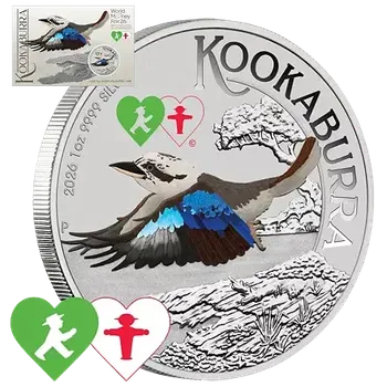 Stříbrná mince 1 Oz Australian Kookaburra (Ledňáček) 2026 Color (World Money Fair Berlin 2026) karta