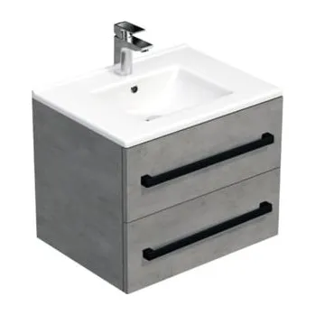 Koupelnový nábytek Koupelnová skříňka s černou úchytkou a umyvadlem SAT Cube Way 60x53x46 cm beton mat CUBE46C602BEMOD