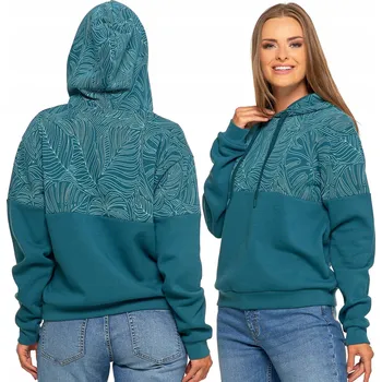 Dámská mikina Dámská MIKINA Moraj s kapucí zateplená, volná, vzorovaná - S