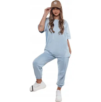 Tepláková souprava s oversize tričkem a kalhotami, modrá AY1122 - M