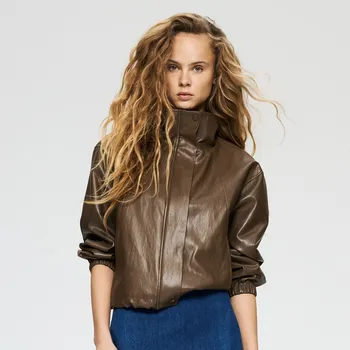 Reserved - Melanžová péřová bunda - zlatavá hnědá - 484IA-82X - 484IA-82X-XS