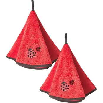 Utěrka Blancheporte Sada 2 kulatých utěrek s výšivkou berušky červená