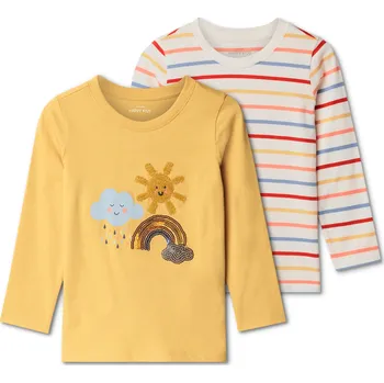 Dámské tričko 719249 - Tchibo - Dětská trika s dlouhým rukávem a aplikací - dámské|pánské - vel. 110/116 - barva: bílá/s potiskem