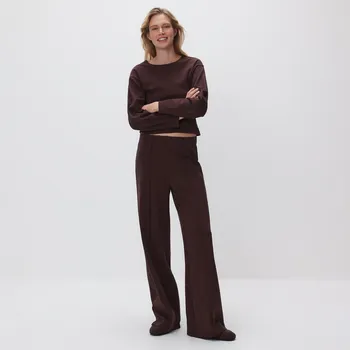 Dámské kalhoty Reserved - Kalhoty se širokými nohavicemi - tmavě hnědá - 617GA-89X - 617GA-89X-XS