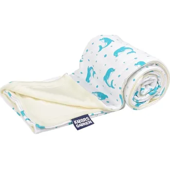 Dětská deka Kaarsgaren Dětská merino deka biobavlna – aqua delfín 70x100cm