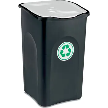 Odpadkový koš STEFANPLAST Odpadkový koš na tříděný odpad ECOGREEN 50 l, černý/bílé víko