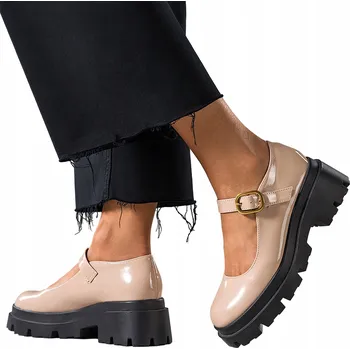 Dámské lodičky Lodičky Béžové Dámské Lakované MARY JANE S Páskem Na Platformě vel. 40