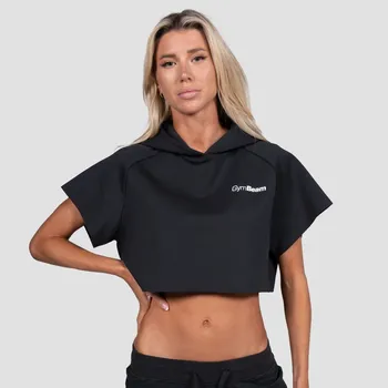 Dámská mikina GymBeam Women‘s Relay Cropped Hoodie Black XXL černá