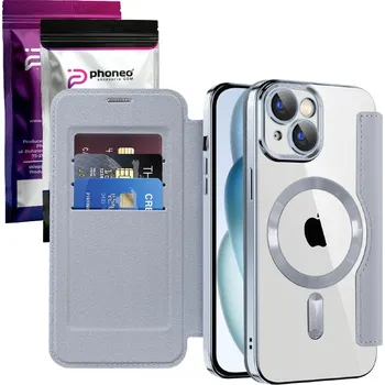 Pouzdro na mobilní telefon Flipové pouzdro Phoneo pro Apple iPhone 14 Plus stříbrné