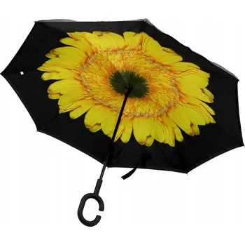 Deštník Dámský dlouhý automatický deštník s rukojetí a vnitřním květinovým vzorem Yili