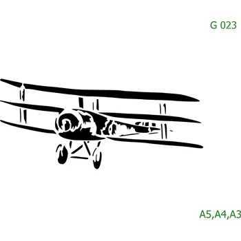 Plastová šablona pro malování - Auta, lodě, letadla, vlaky - Letadlo (G023) - A4 , Lepící fólie