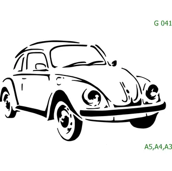 Plastová šablona pro malování - Auta, lodě, letadla, vlaky - Auto (G041) - A5 , Nelepící folie