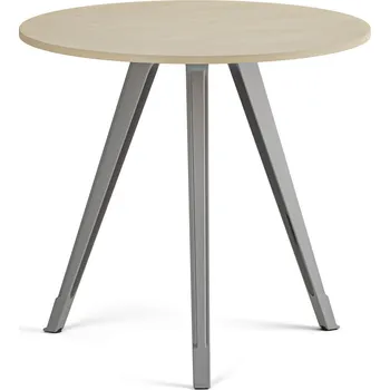 Konferenční stolek Konferenční stůl PRIMO ZEN, průměr 80 cm, šedostříbrná podnož, bříza