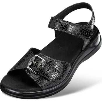 Dámská zdravotní obuv Dámské sandály s nastavitelnou přezkou a páskem na suchý zip, laková useň, černá s ražbou: 40