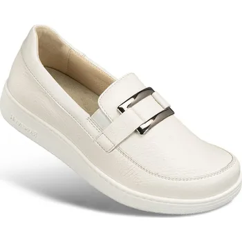 Dámská zdravotní obuv Dámské nazouvací polobotky s ozdobnou přezkou, hladká useň, bílá: 37