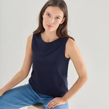 Dámské tričko Jednobarevný top s lodičkovým výstřihem nám.modrá 52