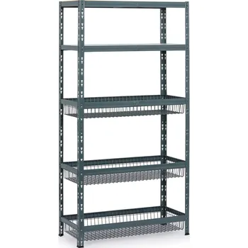 Dílenský regál Policový regál s koši, 1790 x 900 x 400 mm, nosnost 175 kg, 2 police + 3 koše