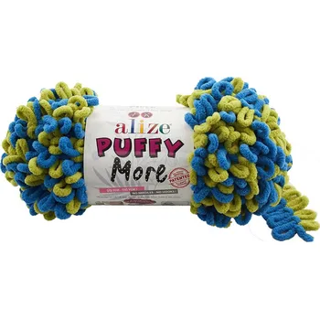 Alize příze Puffy More 6544 modrá a světle zelená