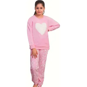 Dívčí pyžamo Dívčí pyžamo teplé hřejivé 1T0381 růžová 134-140-9-10-let