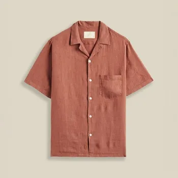 Pánská košile Portuguese&nbsp;Flannel Portuguese Flannel Linen Camp Collar — Terracotta
