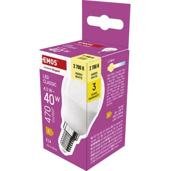 Žárovka EMOS Mini Globe E14 4,2W 230V 470lm 2700K