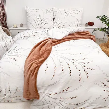 Povlečení Mikroplyšové povlečení bílé 140 x 220 cm, 70 x 90 cm zip