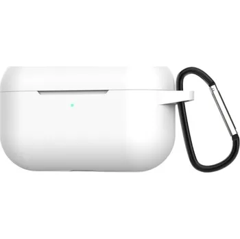 Pouzdro na mobilní telefon Silikonový obal s karabinou a záslepkou portu pro AirPods Pro - bílý