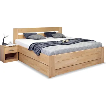 Postel Zvýšená postel dvoulůžko s úložným prostorem Trinity, 180x220, masiv buk