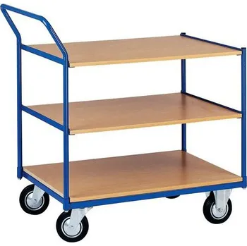 Policový vozík s madlem, do 200 kg, 3 police