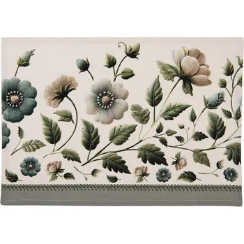 prostírání 6ks béžové bavlněné prostírání s květy Gently Blooming - 48*35 cm