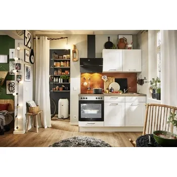 Kuchyňská linka se spotřebiči, dřezem a dřezovou baterií Naturel 160x60x92 cm mat matně bílá 670PKW516017L