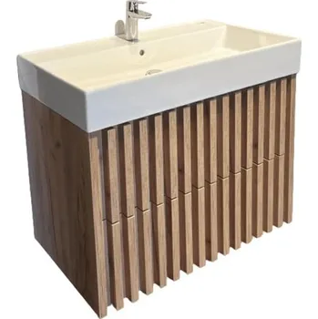 Koupelnový nábytek Koupelnová skříňka s umyvadlem SAT Delano 80x56x46 cm dub mat DELANO80ZDSAT